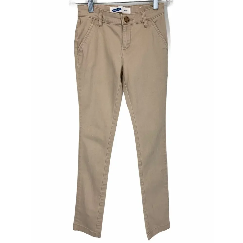 Old Navy Girl's Tan Khaki Skinny Pants Kid's Youth Size 12 Slim